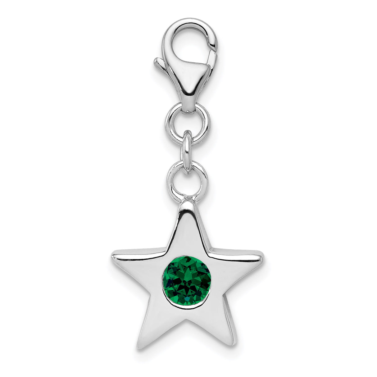 Sterling Silver Star Charm with Cubic Zirconia, Celestial Dangle Jewelry, May Birthstone