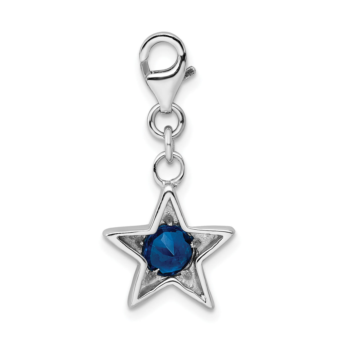 Sterling Silver Star Charm with Cubic Zirconia, Celestial Dangle Pendant for Women or Girls