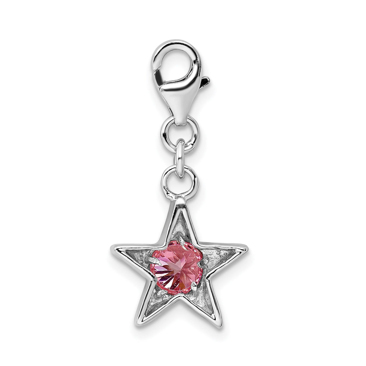 Sterling Silver Star Charm with Cubic Zirconia, Lobster Clasp, Spiritual Jewelry for Women or Girls