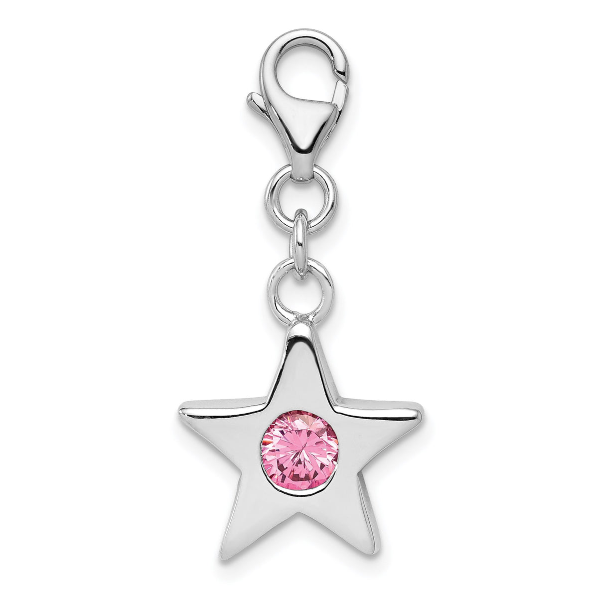 Sterling Silver Star Charm with Cubic Zirconia, Lobster Clasp, Spiritual Jewelry for Women or Girls