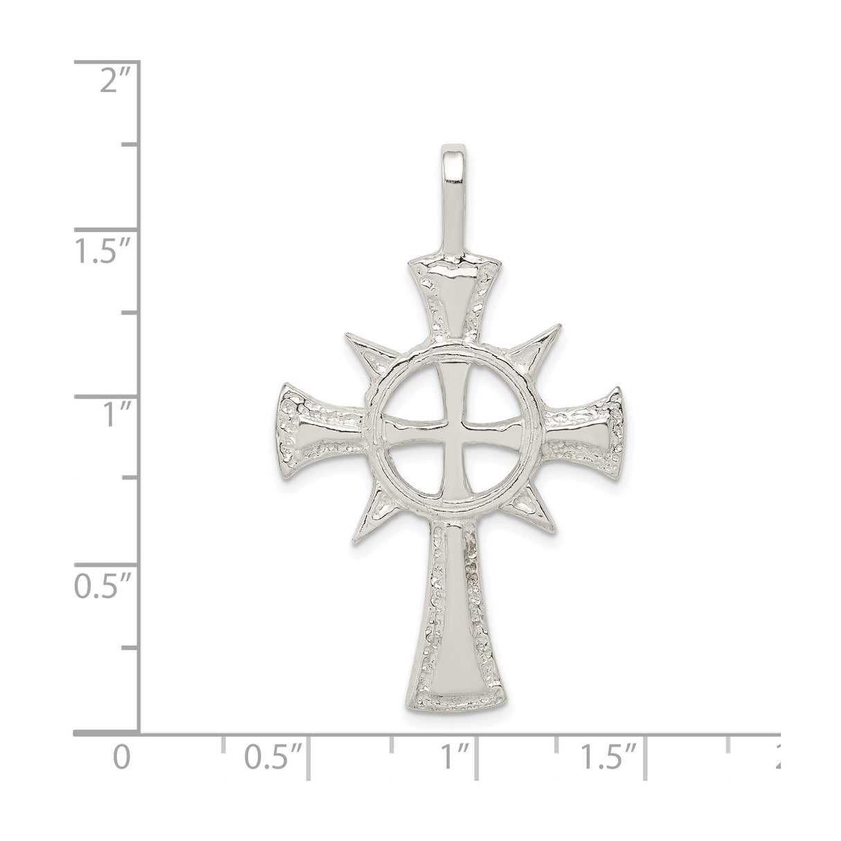 Sterling Silver Cross Pendant with Rugged Finish and Geometric Texture