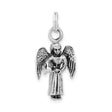 Sterling Silver Angel Pendant with Detailed Wings and Flowing Robe, Christian Faith Jewelry
