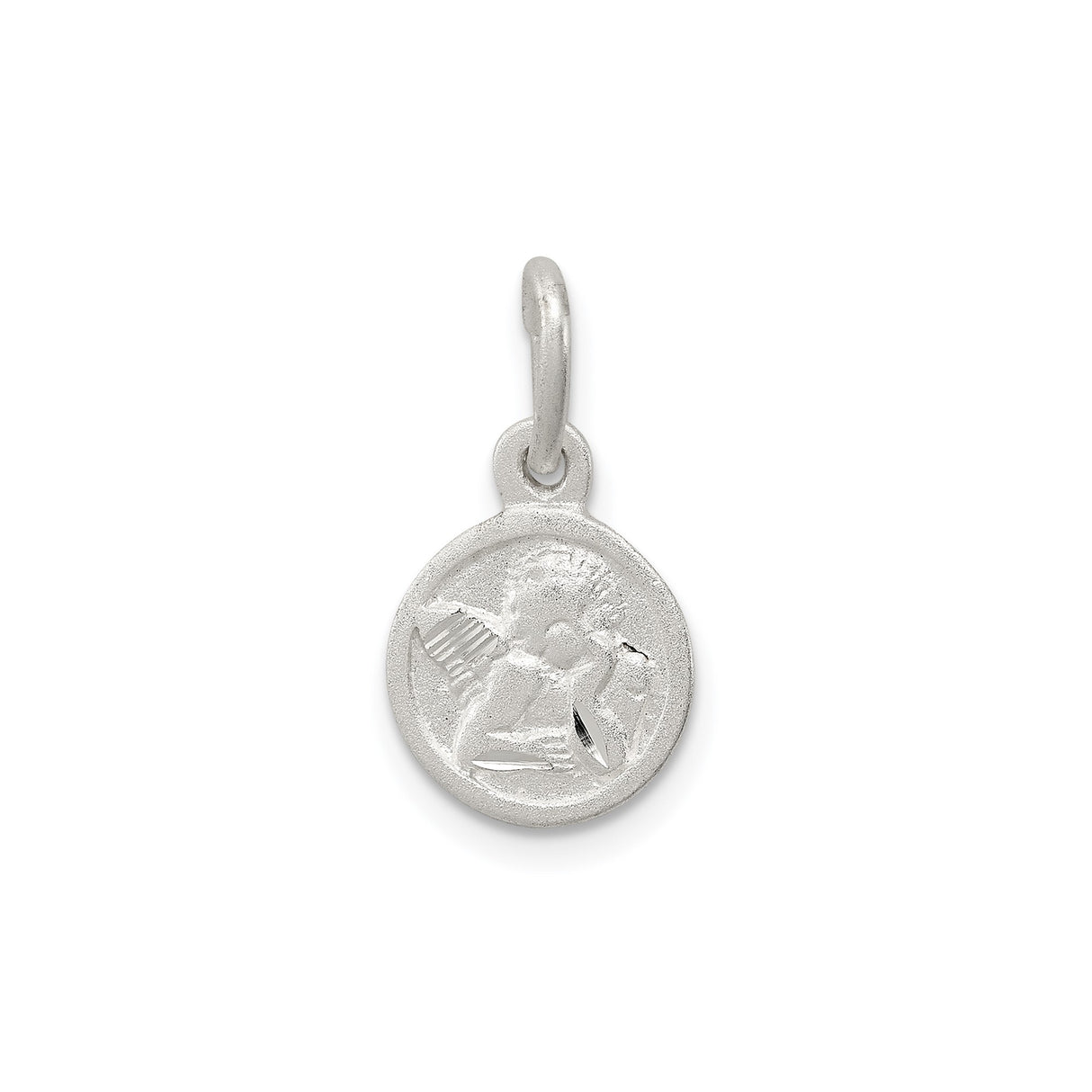 Sterling Silver Angel Pendant with Praying Cherub, Guardian Medallion Design for Women