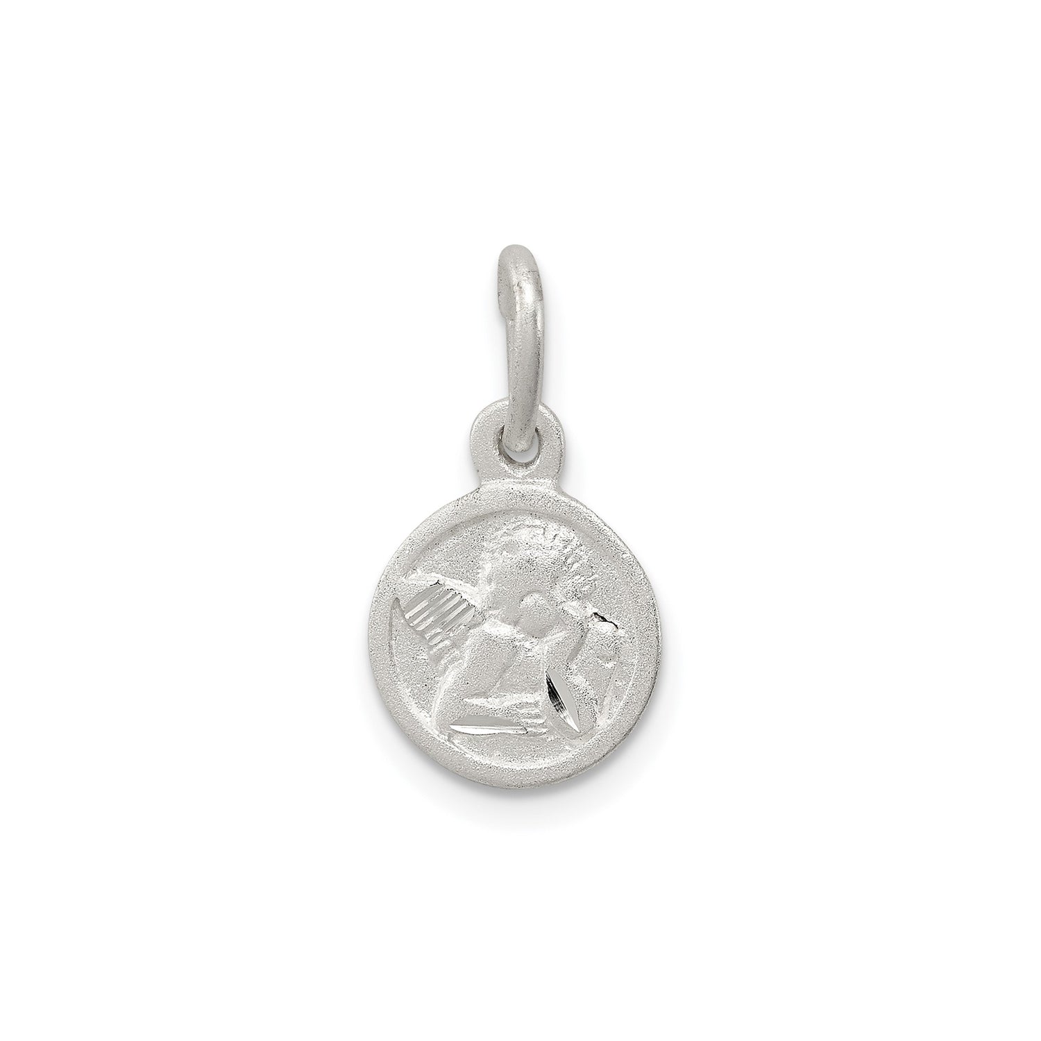 Sterling Silver Angel Pendant with Praying Cherub, Guardian Medallion Design for Women