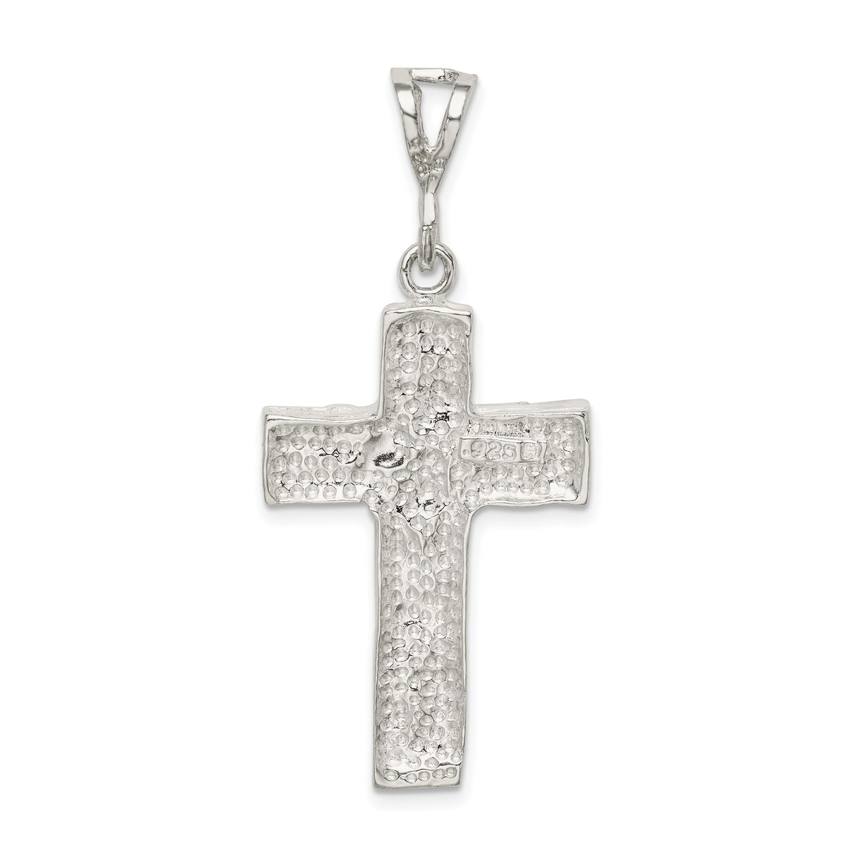 Sterling Silver Textured Nugget Cross Pendant with Fine Chain, Unisex Religious Jewelry