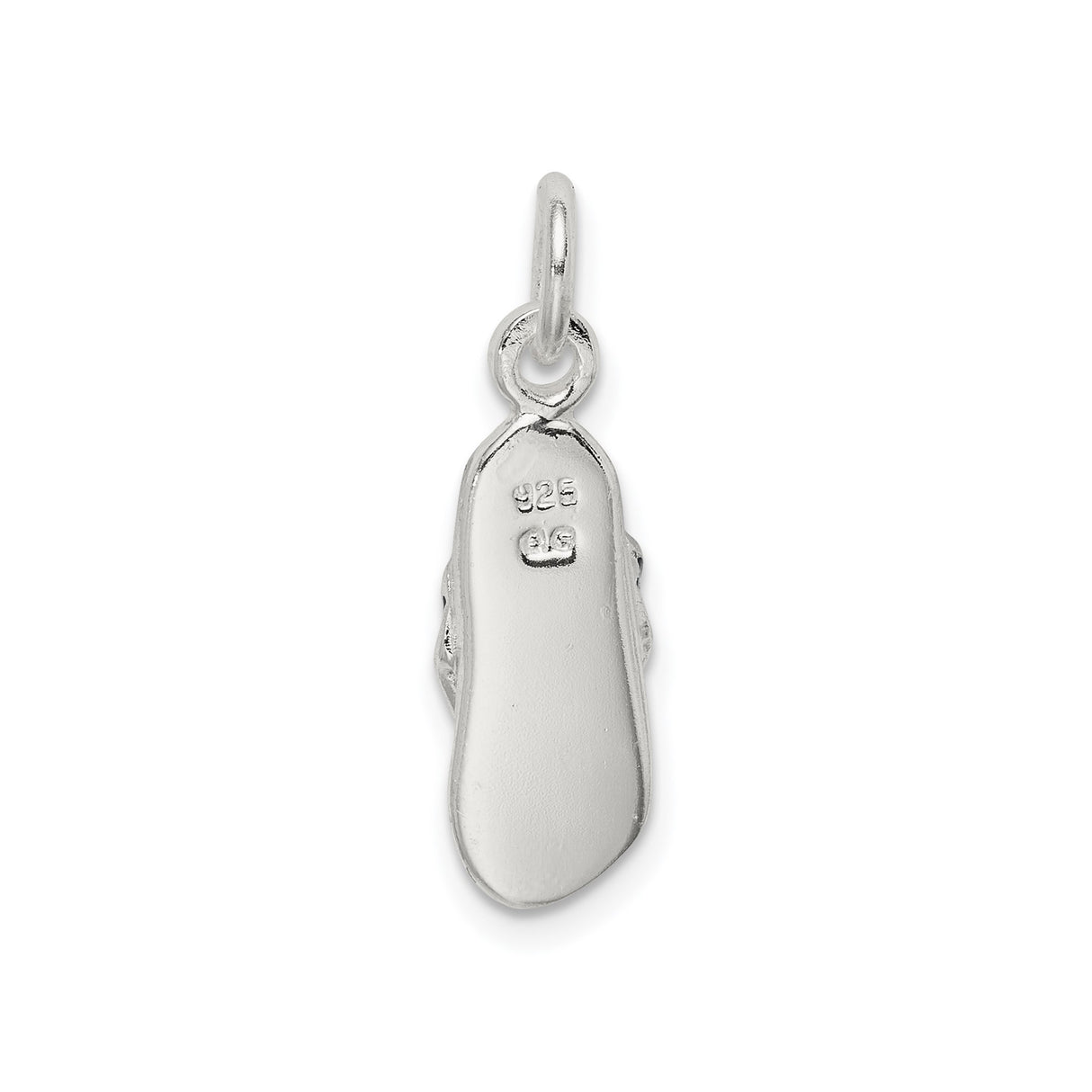 Sterling Silver Flip Flop Sandal Pendant with Cubic Zirconia and Blue Enamel, Coastal Style