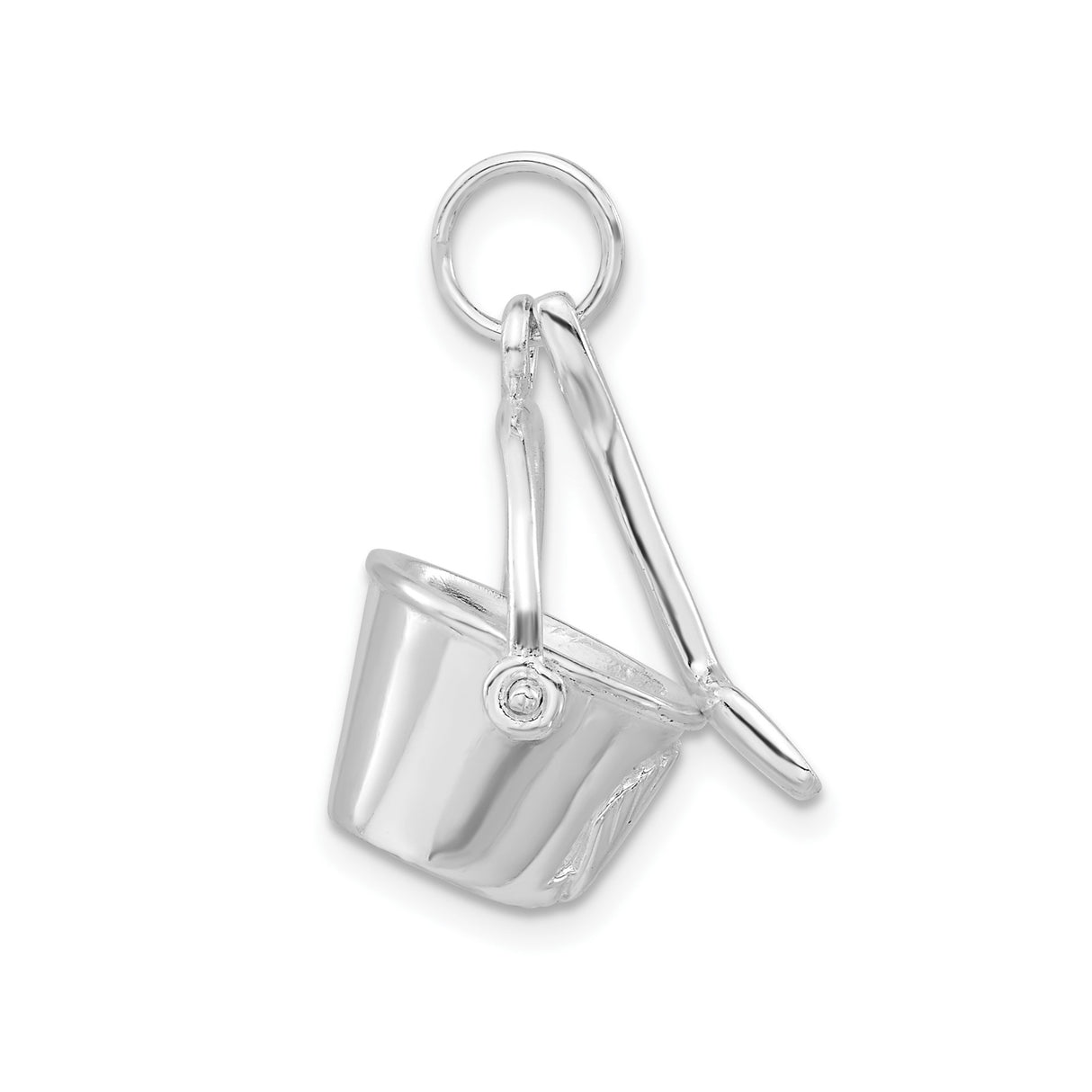 Sterling Silver Beach Bucket and Shovel Charm Pendant, Nautical Summer Jewelry