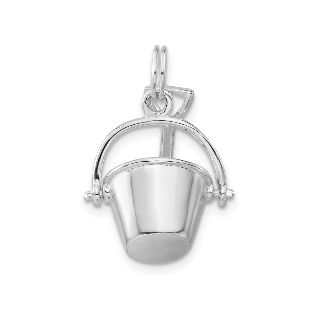 Sterling Silver Beach Bucket and Shovel Charm Pendant, Nautical Summer Jewelry