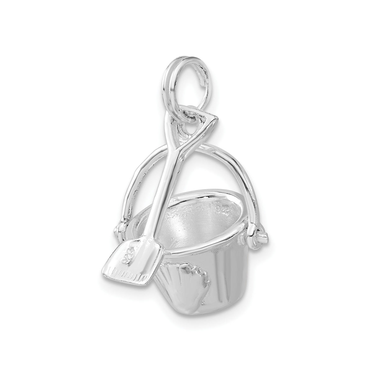 Sterling Silver Beach Bucket and Shovel Charm Pendant, Nautical Summer Jewelry