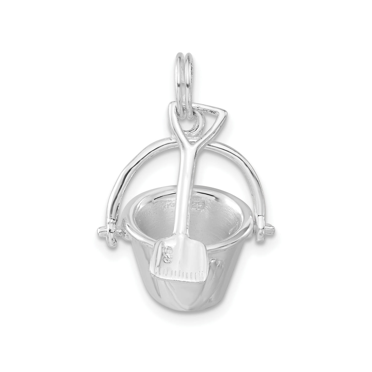 Sterling Silver Beach Bucket and Shovel Charm Pendant, Nautical Summer Jewelry