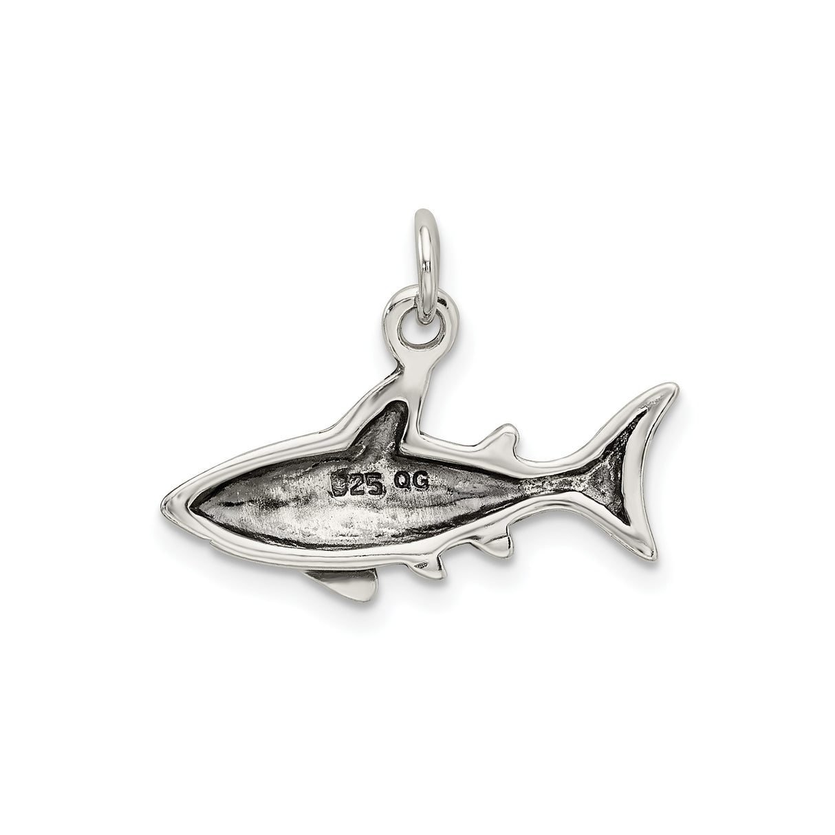 Sterling Silver Shark Pendant with Great White Design, Nautical Marine Animal Charm