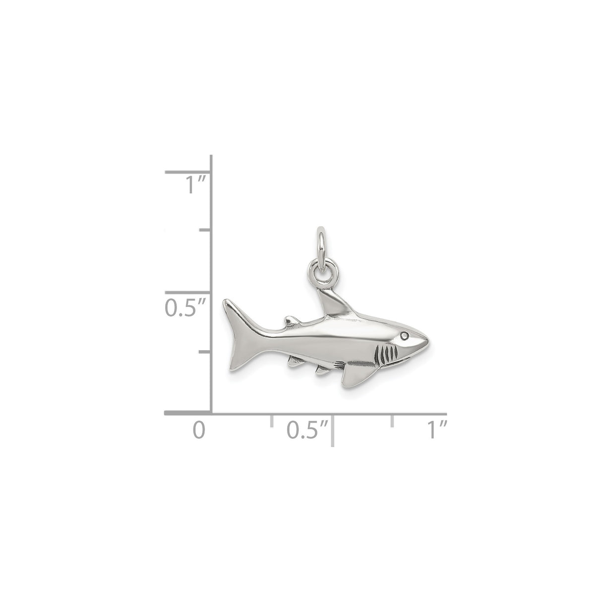 Sterling Silver Shark Pendant with Great White Design, Nautical Marine Animal Charm