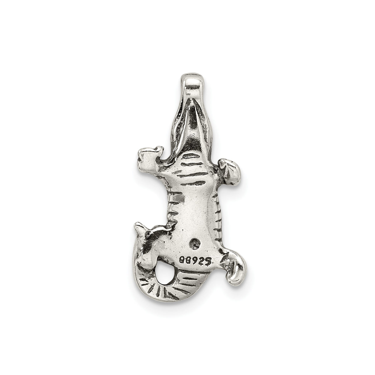 Sterling Silver Alligator Pendant, Textured Gator Charm with Wildlife Jungle-Inspired Design