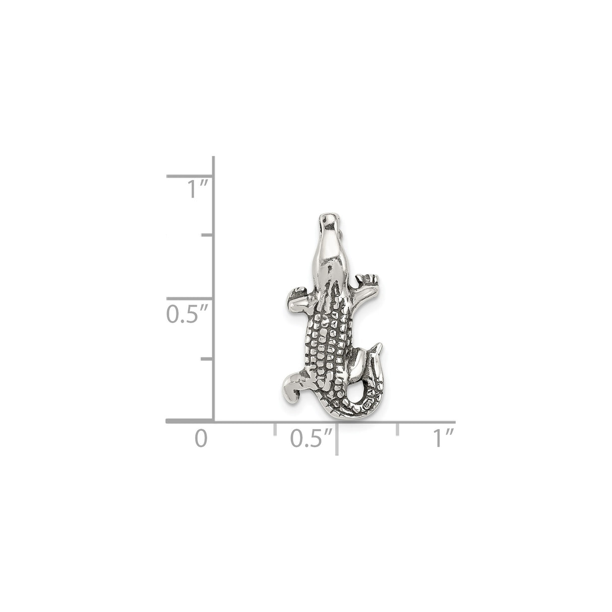 Sterling Silver Alligator Pendant, Textured Gator Charm with Wildlife Jungle-Inspired Design