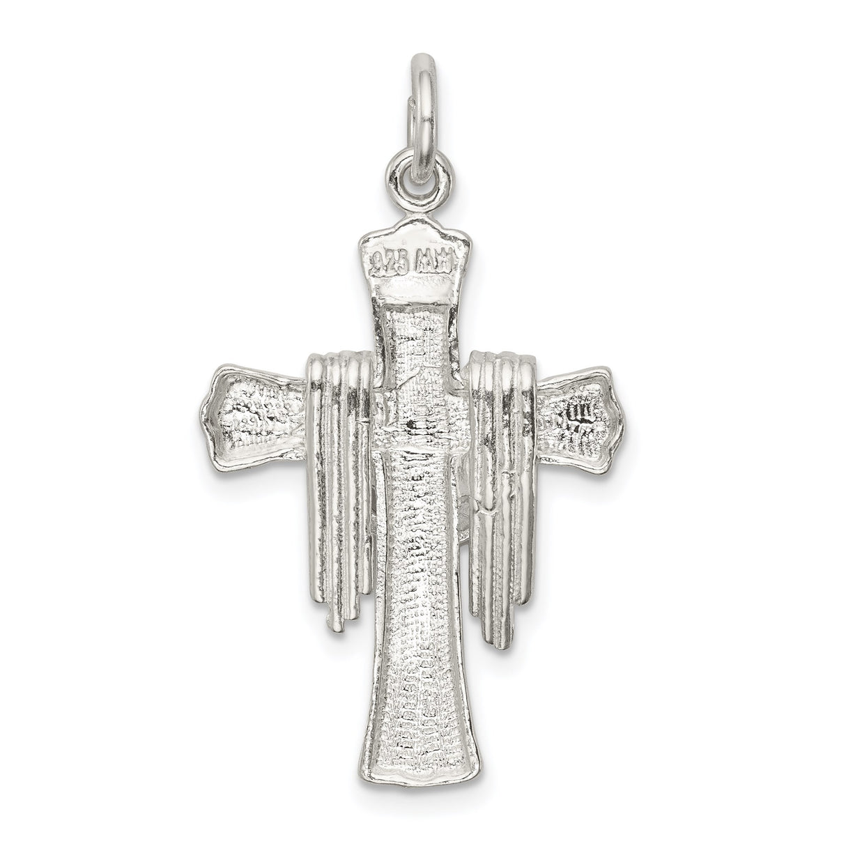 Sterling Silver Cross Pendant with Draped Textured Design, Religious Symbolic Jewelry for Men and Women