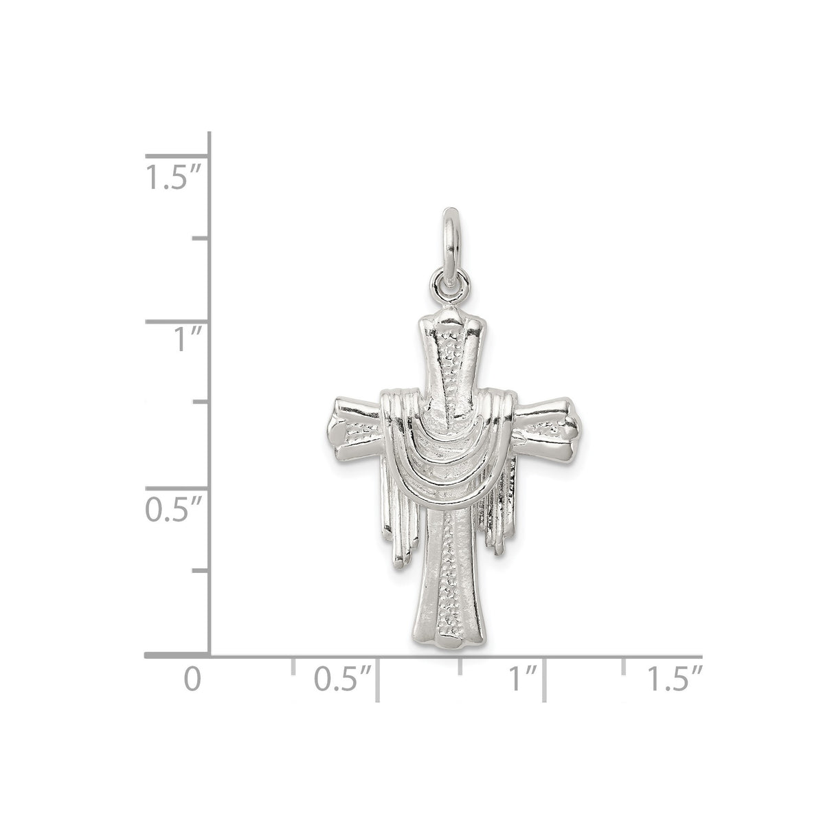 Sterling Silver Cross Pendant with Draped Textured Design, Religious Symbolic Jewelry for Men and Women