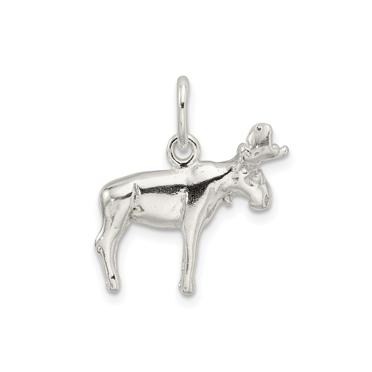 Sterling Silver Moose Charm Pendant, Realistic Wilderness Animal Jewelry
