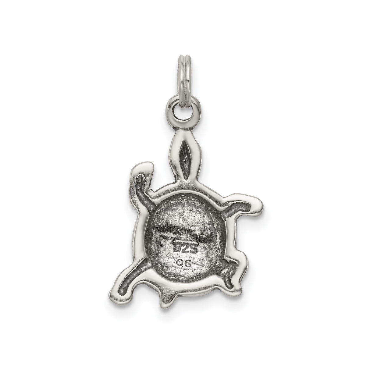 Sterling Silver Turtle Pendant with Detailed Shell Design, Nautical Ocean Charm
