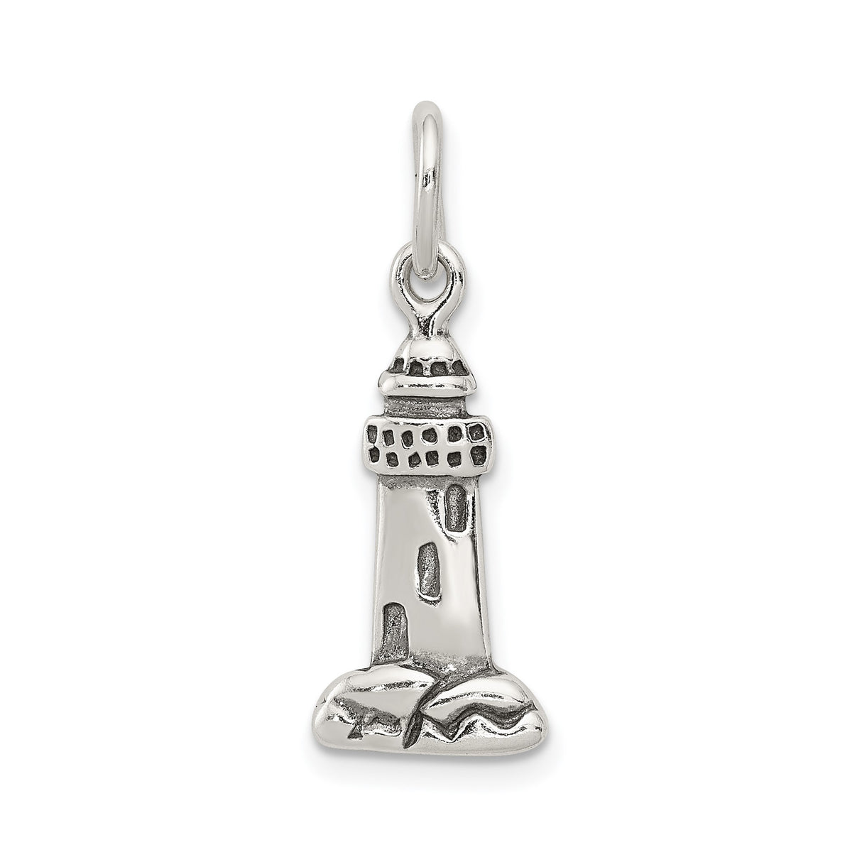 Sterling Silver Lighthouse Pendant with Nautical Coastal Theme and Ocean Symbolism