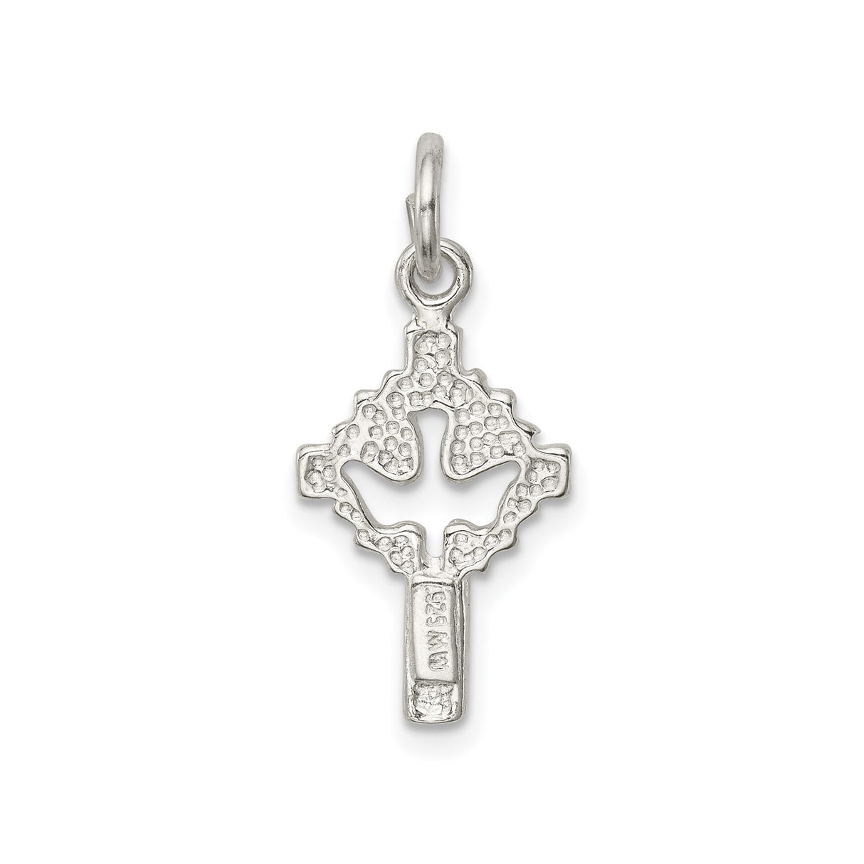Sterling Silver Cross Pendant with Dove Cutout, Religious Christian Symbol of Peace