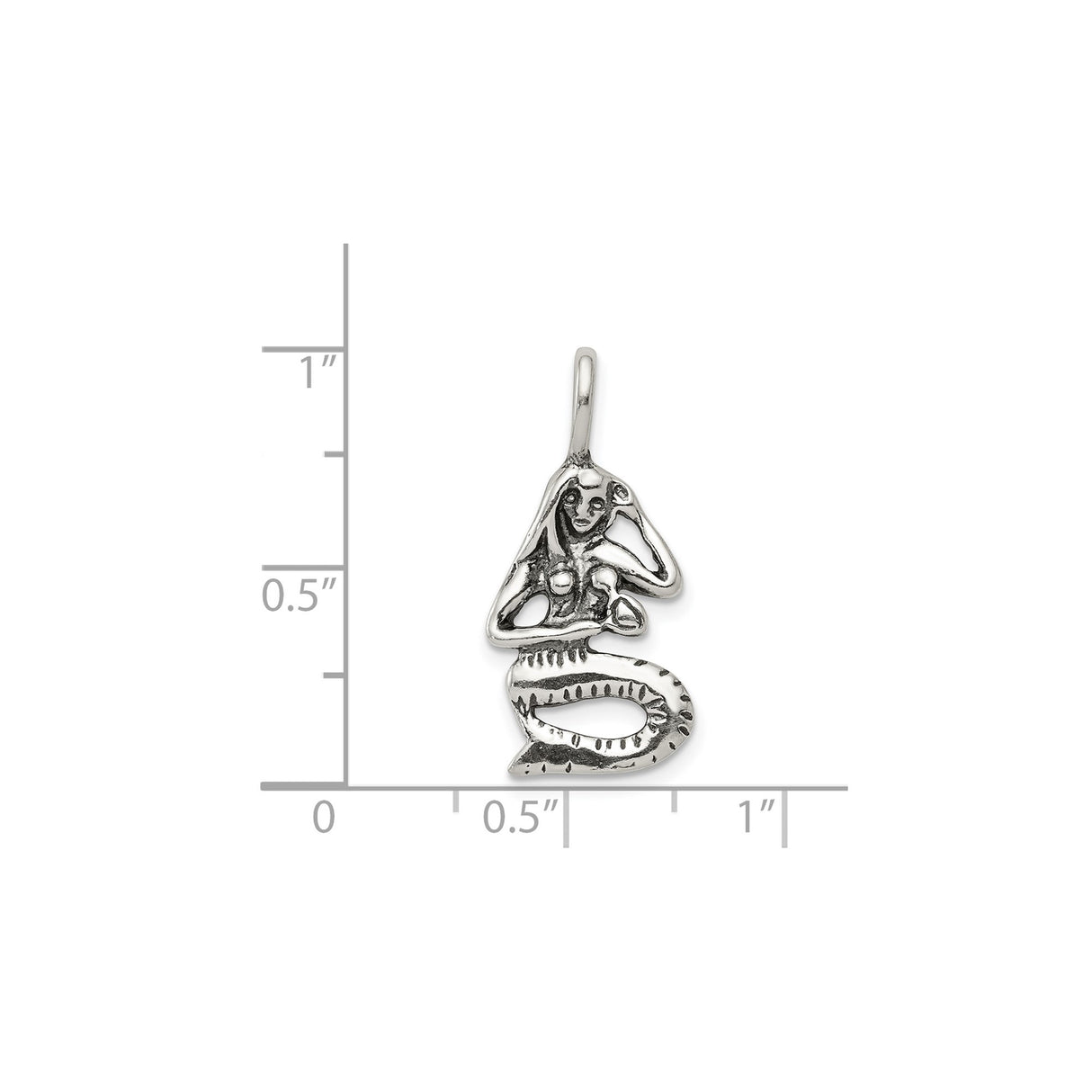 Sterling Silver Mermaid Pendant with Seated Mermaid Design, Nautical Fantasy Jewelry