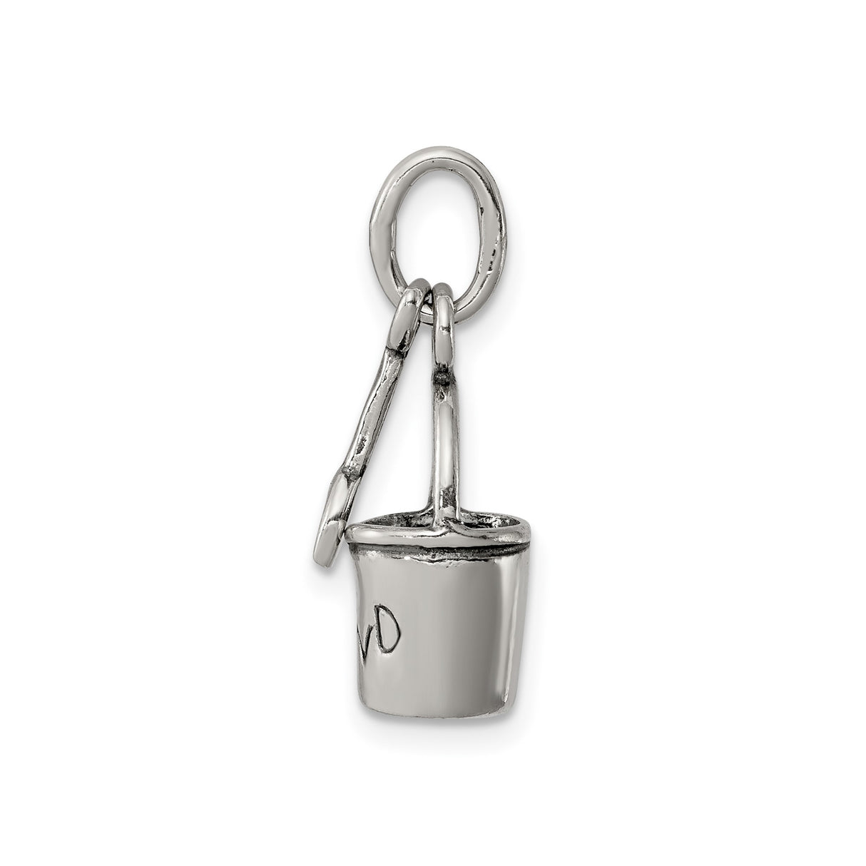Sterling Silver Beach Charm with Sand Bucket and Shovel, Nautical Vacation Theme
