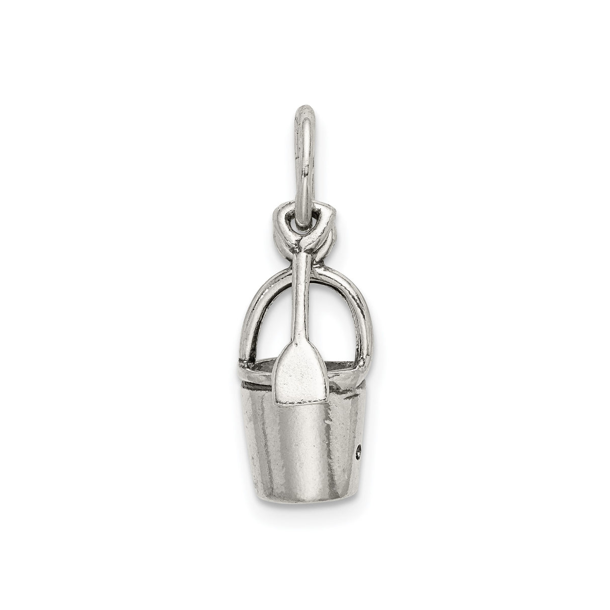 Sterling Silver Beach Charm with Sand Bucket and Shovel, Nautical Vacation Theme
