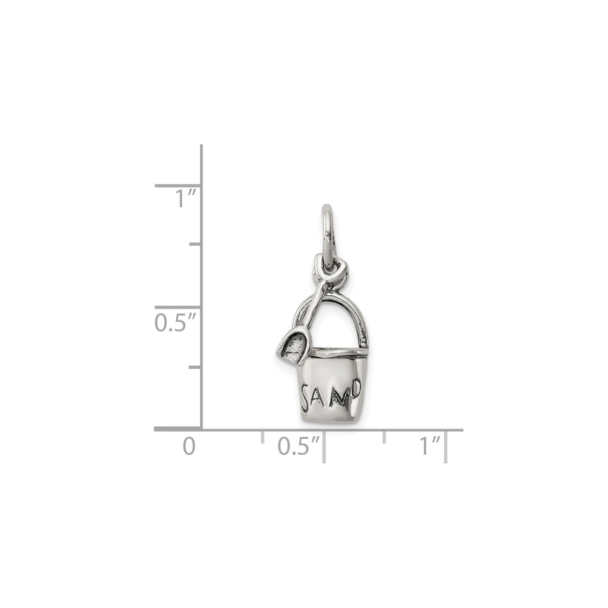 Sterling Silver Beach Charm with Sand Bucket and Shovel, Nautical Vacation Theme