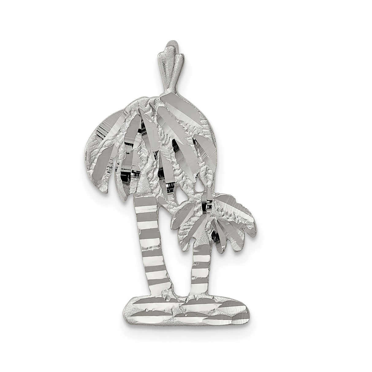 Sterling Silver Palm Tree Pendant, Textured Island Design, Tropical Beach Theme