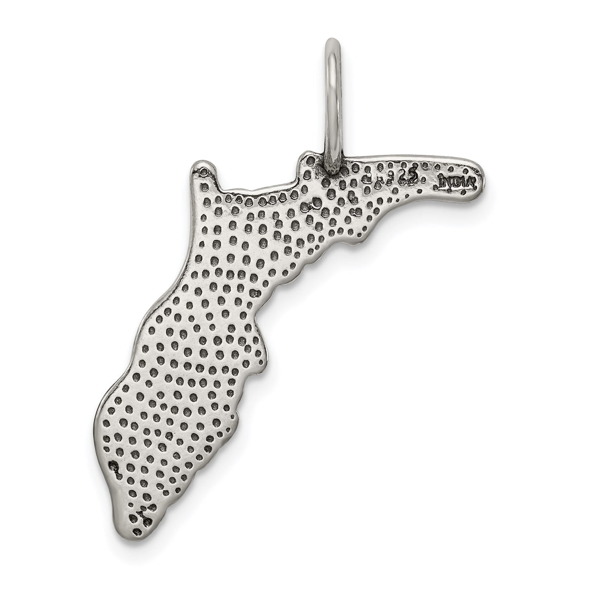 Sterling Silver Florida State Pendant with Map Outline, Travel Charm Keepsake