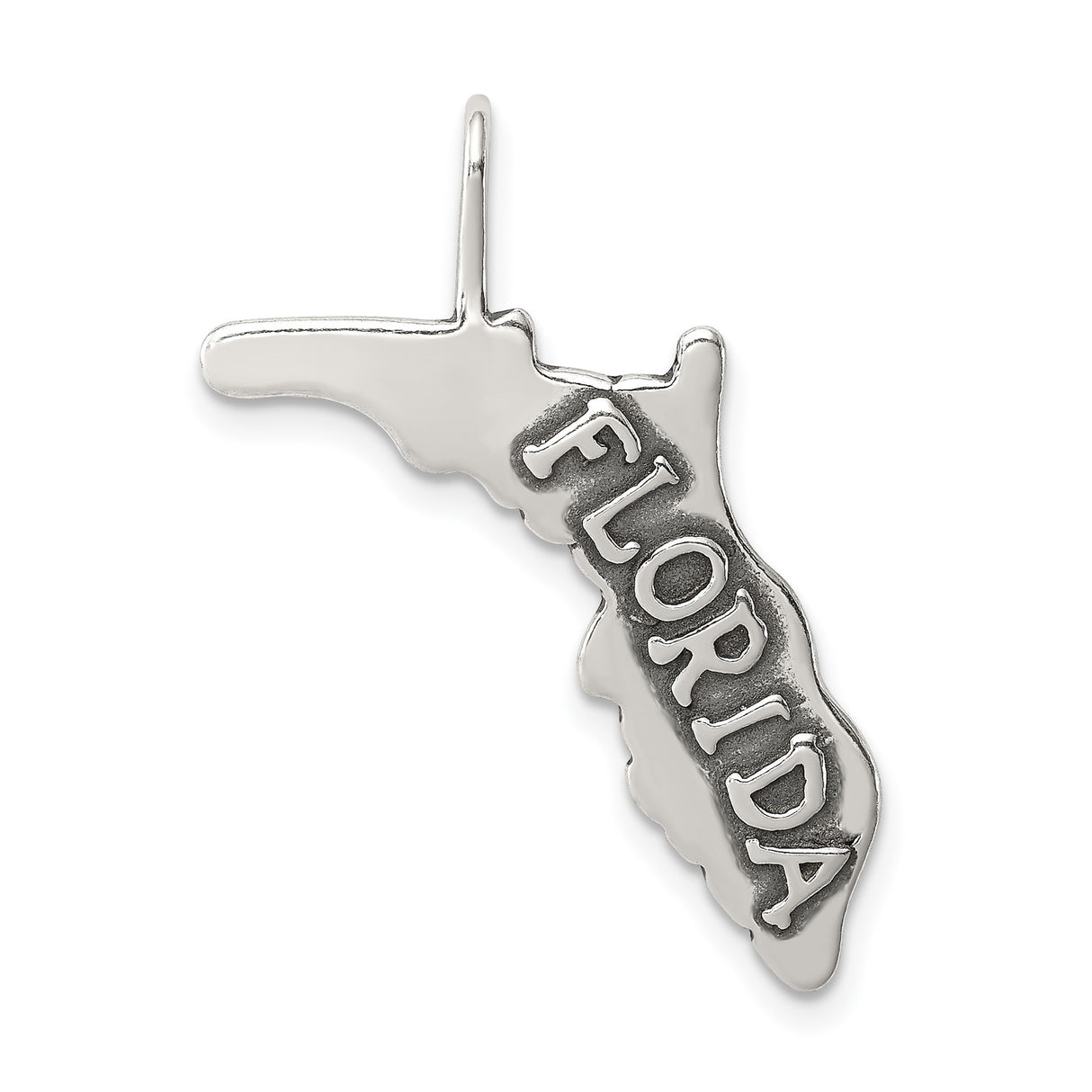 Sterling Silver Florida State Pendant with Map Outline, Travel Charm Keepsake