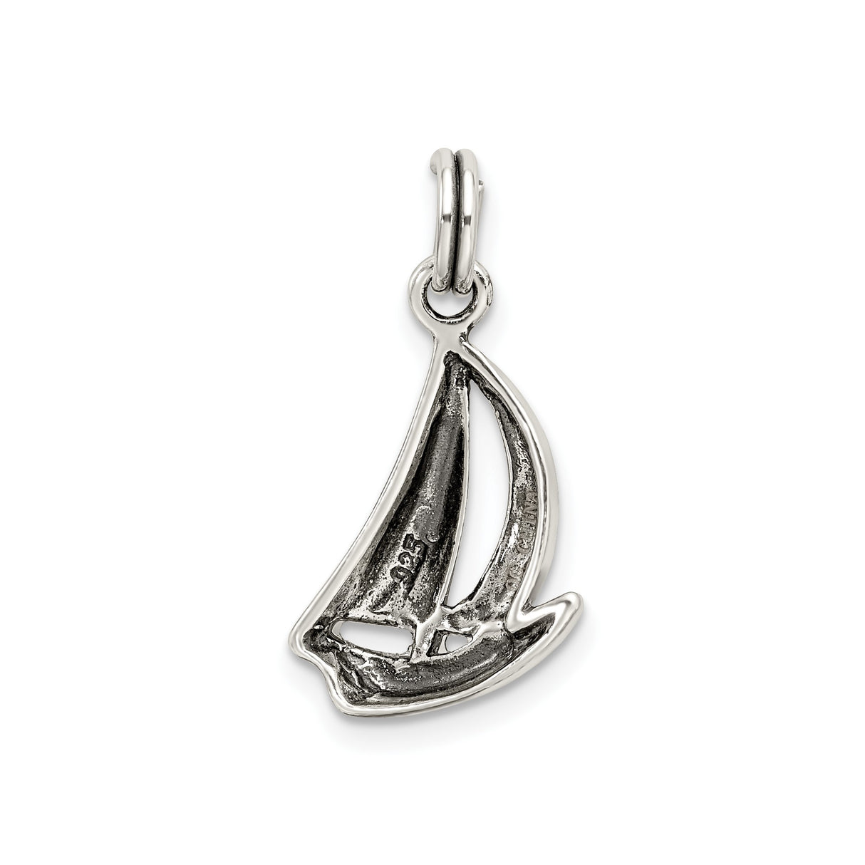 Sterling Silver Sailboat Pendant Charm with Nautical Cutout Design for Women or Unisex Wear