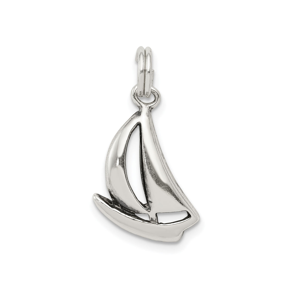 Sterling Silver Sailboat Pendant Charm with Nautical Cutout Design for Women or Unisex Wear