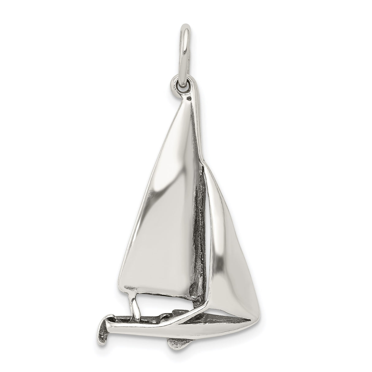 Sterling Silver Sailboat Pendant with Sleek Yacht Design, Nautical Marine Theme for Women