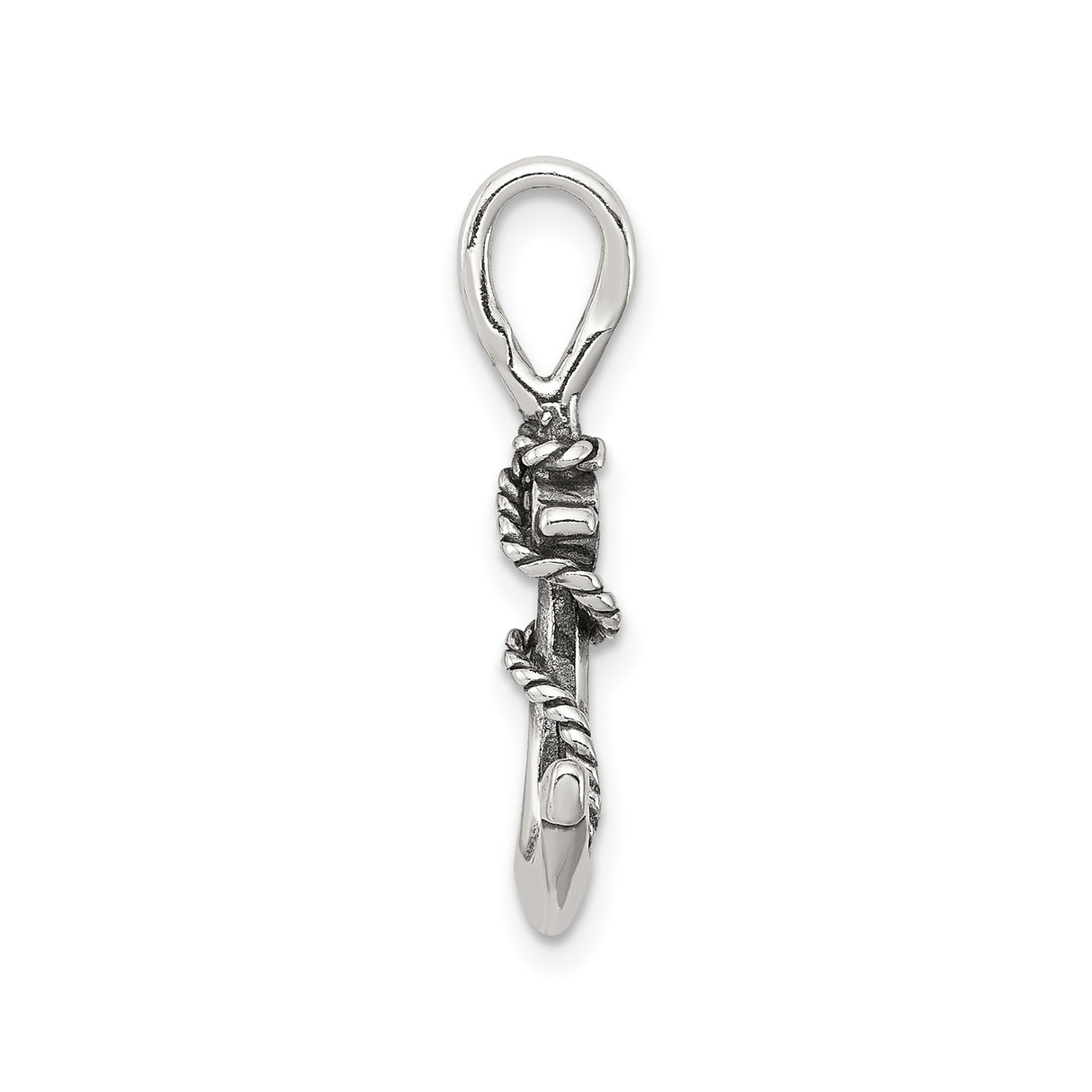 Sterling Silver Anchor Pendant with Rope Detail, Nautical Symbol for Men or Unisex Wear