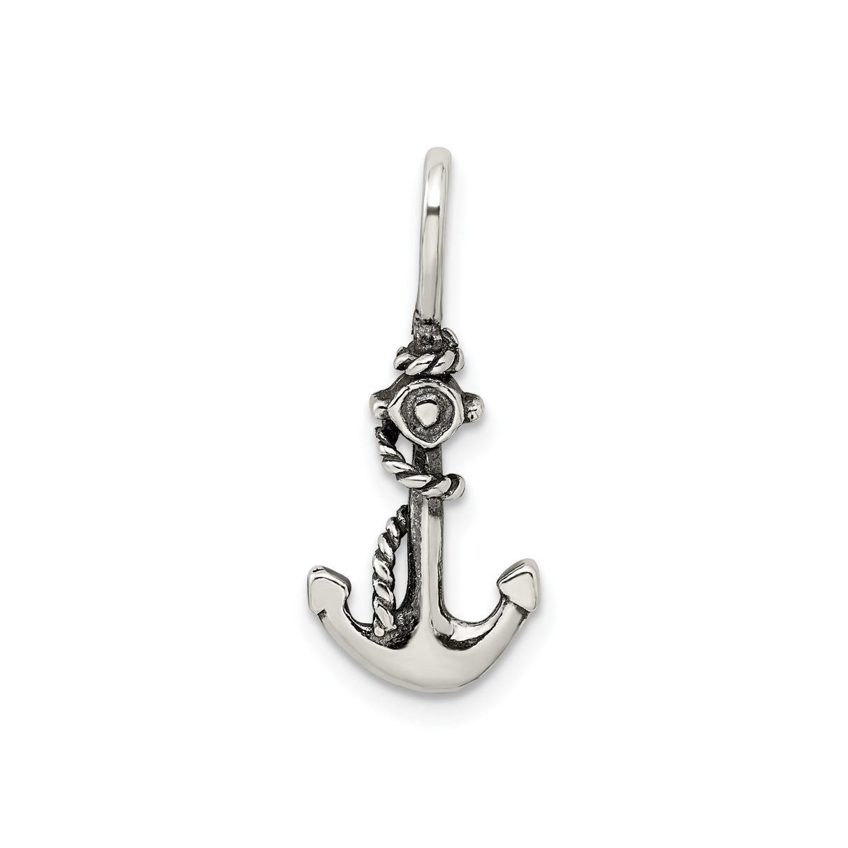 Sterling Silver Anchor Pendant with Rope Detail, Nautical Symbol for Men or Unisex Wear