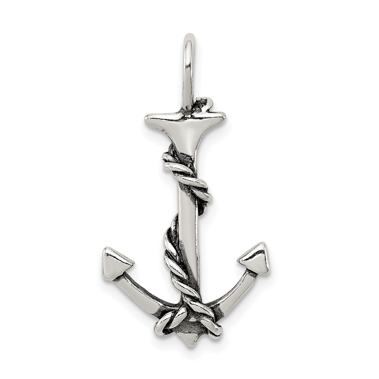 Sterling Silver Anchor Pendant with Nautical Rope Detail, Maritime and Christian Symbolism