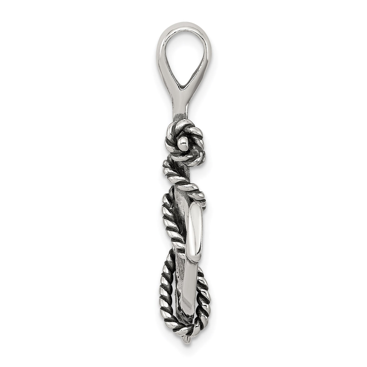 Sterling Silver Anchor Pendant with Twisted Rope Design, Nautical Style Charm