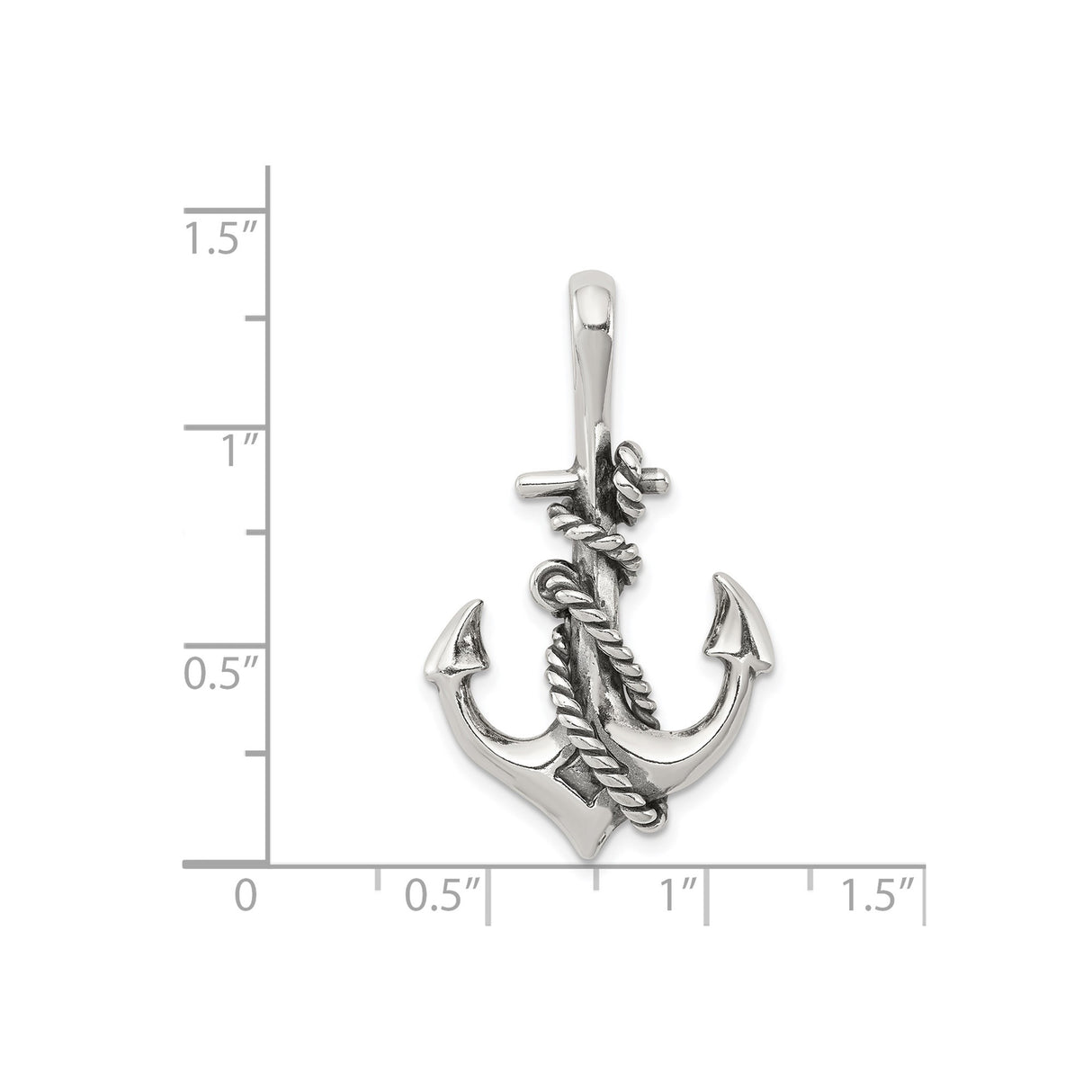 Sterling Silver Anchor Pendant with Twisted Rope Design, Nautical Style Charm