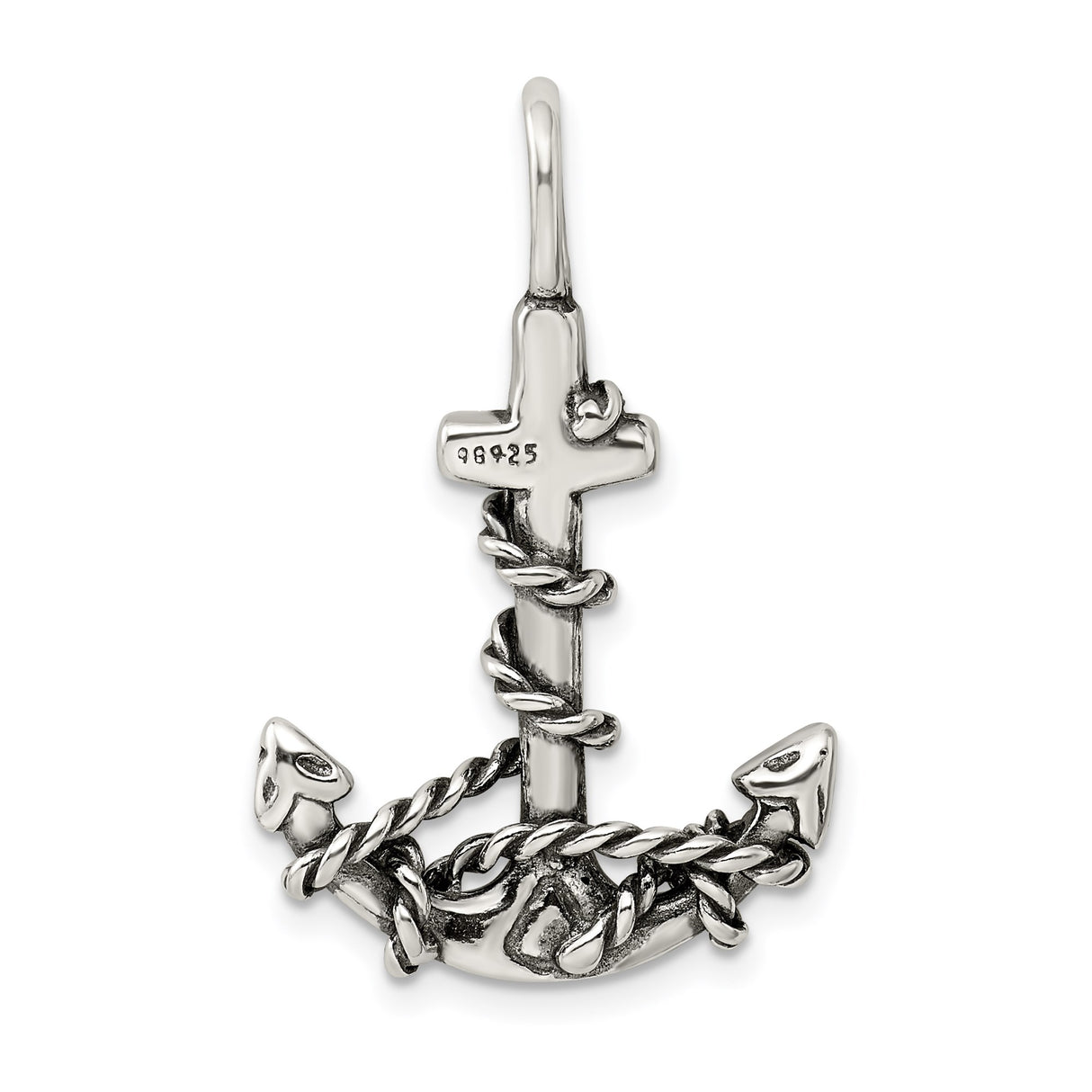 Sterling Silver Anchor Cross Pendant with Twisted Rope Design for Men and Unisex
