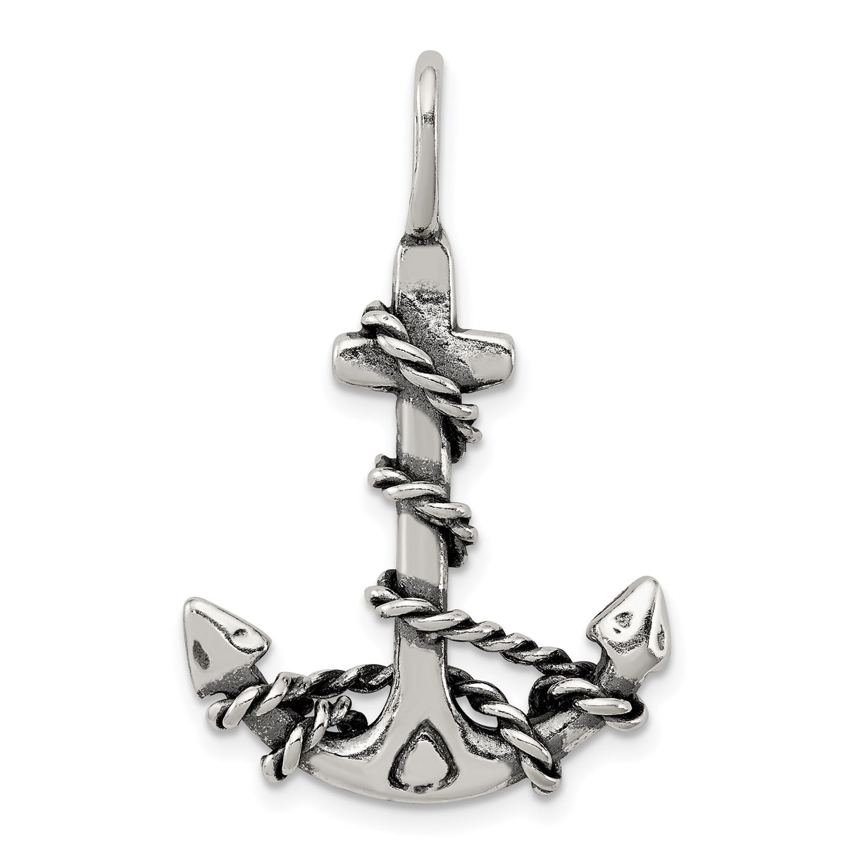 Sterling Silver Anchor Cross Pendant with Twisted Rope Design for Men and Unisex