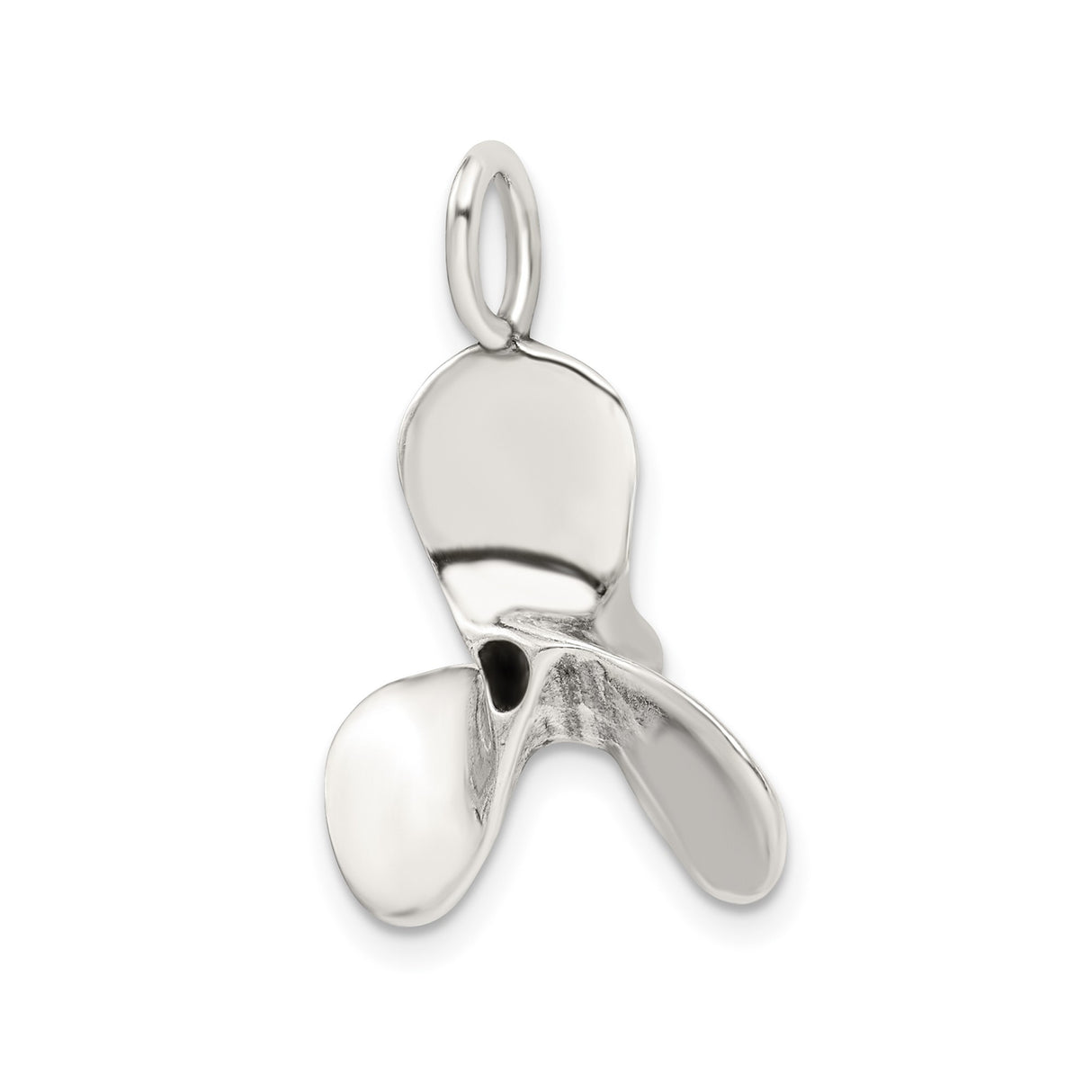 Sterling Silver Nautical Propeller Pendant, Three Blade Boat Ocean Charm for Men or Unisex