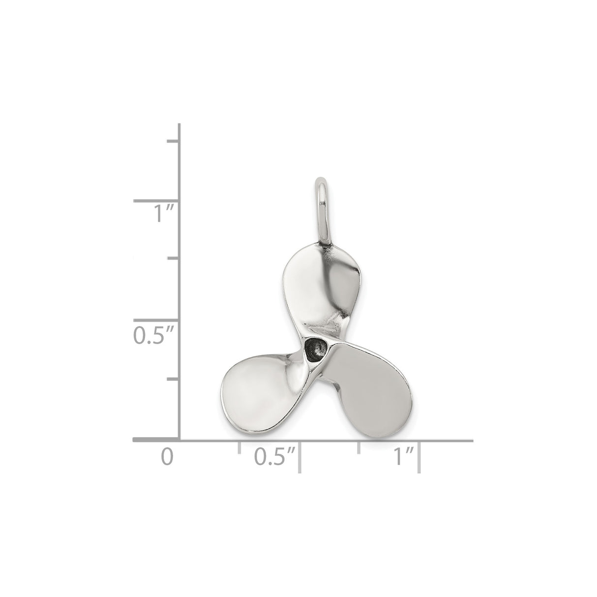 Sterling Silver Nautical Propeller Pendant, Three Blade Boat Ocean Charm for Men or Unisex