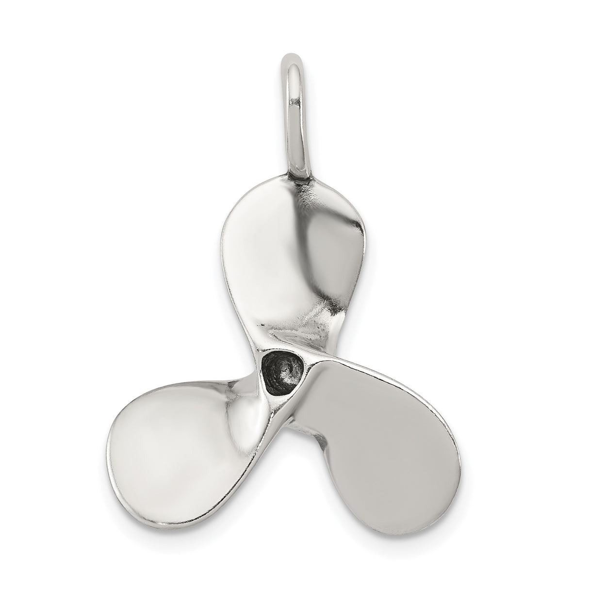 Sterling Silver Nautical Propeller Pendant, Three Blade Boat Ocean Charm for Men or Unisex