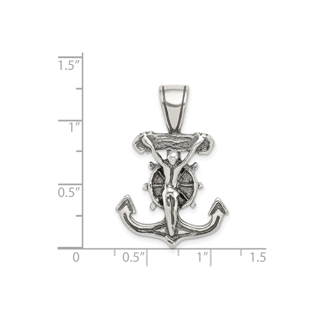 Sterling Silver Crucifix Pendant with Nautical Anchor Cross Design for Men and Women