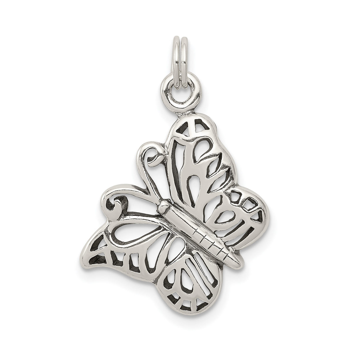 Sterling Silver Butterfly Pendant with Open Filigree Design, Symbolic Nature Charm for Women