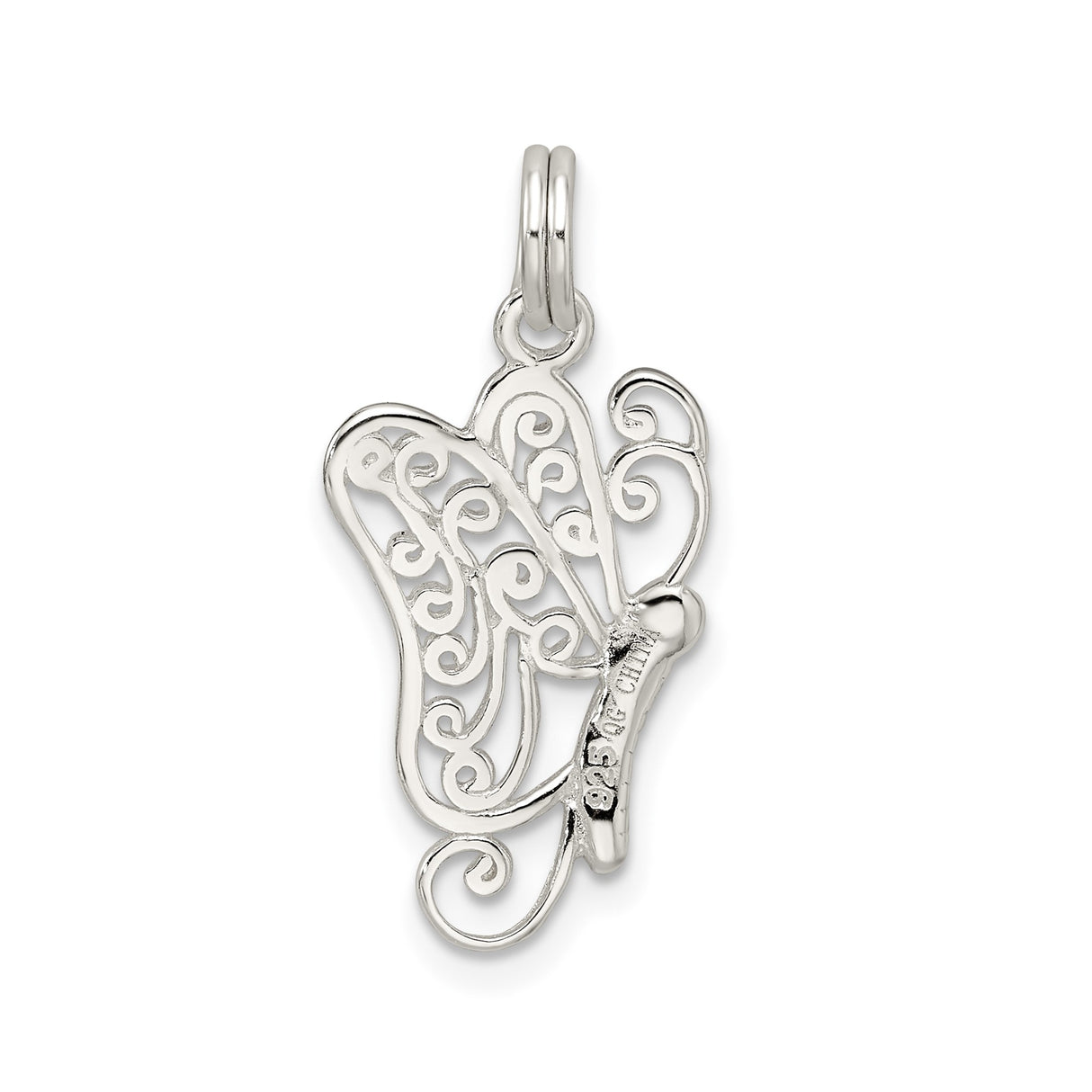 Sterling Silver Butterfly Pendant with Filigree Detailing, Nature-Inspired Boho Jewelry Charm