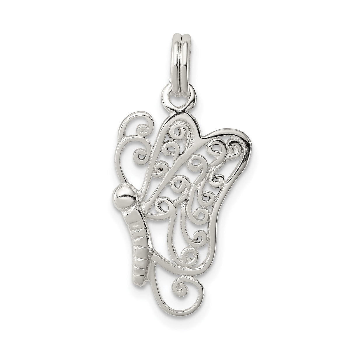 Sterling Silver Butterfly Pendant with Filigree Detailing, Nature-Inspired Boho Jewelry Charm