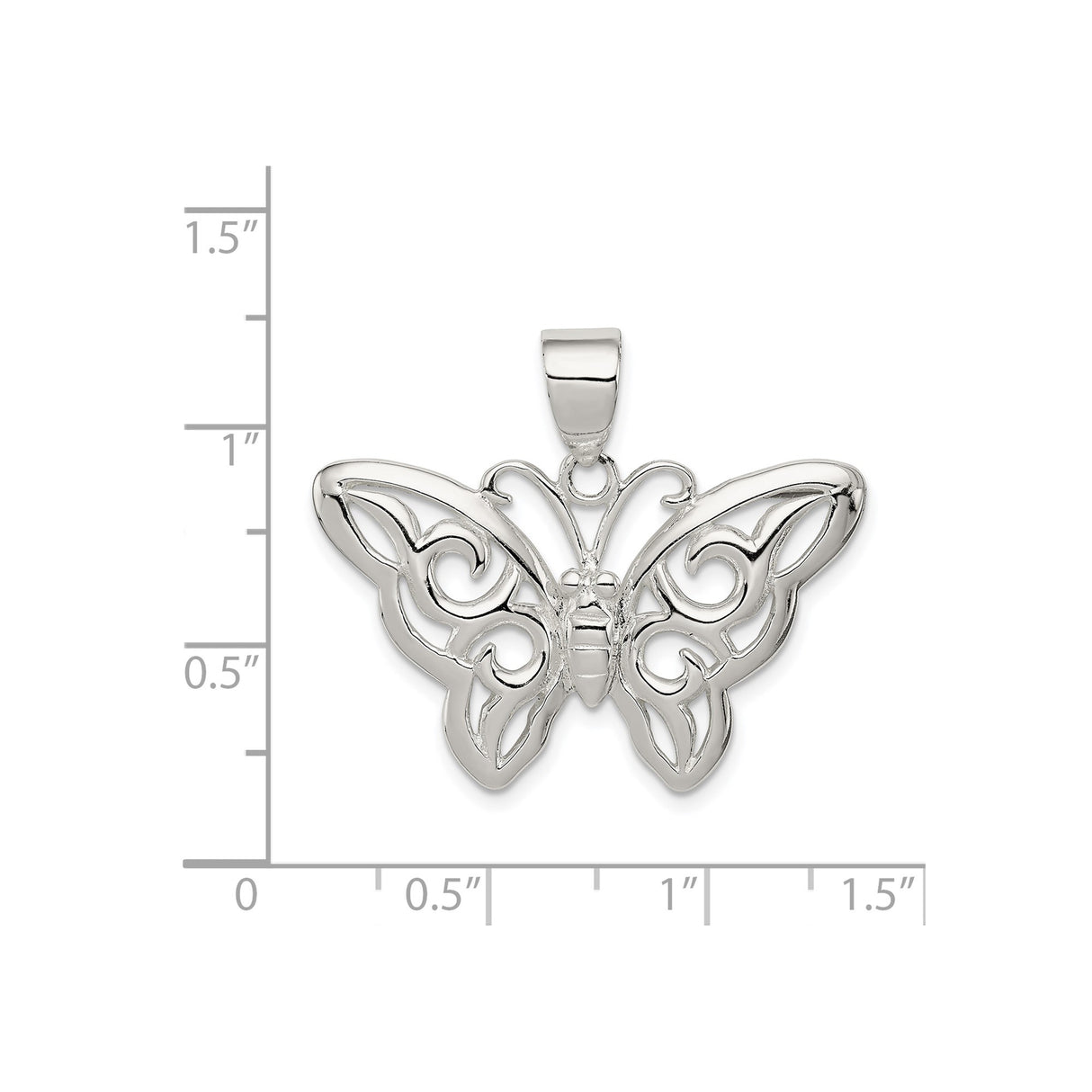 Sterling Silver Butterfly Pendant with Openwork Scroll Design, Nature-Inspired Jewelry for Women