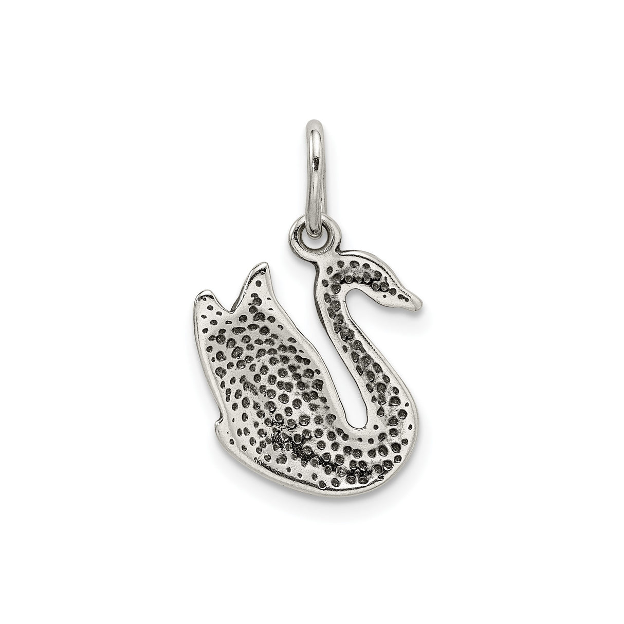 Sterling Silver Swan Charm Pendant, Polished Animal Jewelry Symbolizing Love and Grace